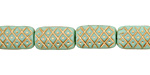 Czech Glass Luster Seafoam Patterned Rectangle 14x8mm