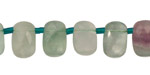 Green Fluorite Faceted Rectangle Drop 8x12mm