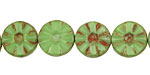 Czech Glass Apple Green Picasso Flower Window Coin 12mm