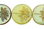 Czech Glass Peruvian Opal Dragonfly Coin 23mm
