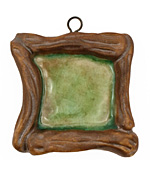 Gaea Ceramic Hand Painted Emerald on Chocolate Square Bezel 25mm