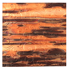 Lillypilly Enchantment Scrolling Vine Embossed Patina Copper Sheet 3"x3", 36 gauge