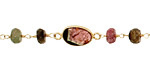 Tourmaline Faceted Rondelle w/ Freeform Gold (plated) Bead Chain