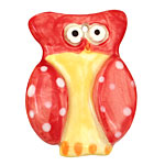 Jangles Ceramic Red Owl Pendant 35x45mm
