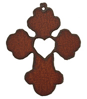 The Lipstick Ranch Rusted Iron Heart Cross Pendant 50x63mm