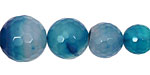 Sky Blue Line Agate Faceted Round Graduated 6-15mm