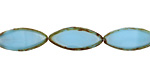 Czech Glass Aqua Picasso Horse Eye 18x8mm