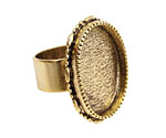 Nunn Design Antique Gold (plated) Large Ornate Oval Bezel Adjustable Ring 24x30mm