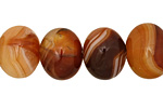 Amber Line Agate Side Drilled Puff Oval 15x18-19mm