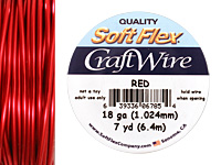 Soft Flex Red Craft Wire 18 gauge, 7 yards