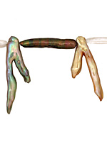 Multi Biwa Branch (pearly white, peacock, iris green) 9-19x5-40mm
