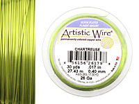 Artistic Wire Silver Plated Chartreuse 26 gauge, 30 yards