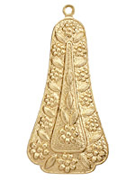 Brass Triangular Drop w/ Daisy Border Pendant 31x65mm
