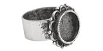Nunn Design Antique Silver (plated) Small Ornate Circle Bezel Adjustable Ring 20mm