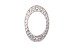 TierraCast Rhodium (plated) Drilled Hammertone Oval Ring 24x16mm