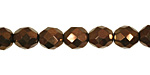 Czech Fire Polished Glass Dark Bronze Round 8mm