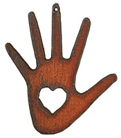 The Lipstick Ranch Rusted Iron Heart Hand Pendant 55x63mm