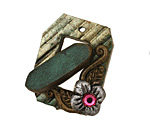 Poison Tree Polymer Clay Green Flower Toggle Clasp 24x20mm, 21mm bar