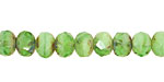 Czech Glass Parrot Green Quartz Fire Polished Rondelle 6x9mm
