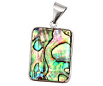 Abalone 2-Sided Wrapped w/ Bail Rectangle Pendant 21x39mm