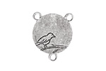 Nunn Design Antique Silver (plated) Small Circle Bird 2-1 Connector 24x20mm