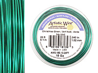 Artistic Wire Silver Plated Christmas Green 18 gauge, 20 feet