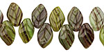 Czech Glass Citrus Zest Leaf Drop 8x12mm