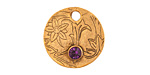 Nunn Design Antique Gold (plated) Decorative Small Circle Tag w/ Amethyst Crystal 20mm
