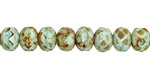 Czech Glass Robin's Egg Picasso Fire Polished Rondelle 6x9mm