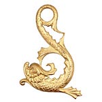 Brass Asian Marine Dolphin Pendant 31x44mm