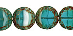 Czech Glass Beach Glass Picasso Tribal Coin 16mm