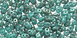 Opaque Turquoise w/ Pink/Topaz Luster SuperDuo 2x5mm Seed Bead