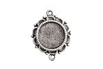 Nunn Design Antique Silver (plated) Mini Ornate Circle Bezel Link 25x19mm