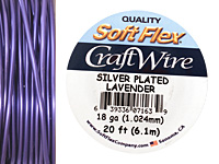 Soft Flex Silver Plated Lavender Craft Wire 18 gauge, 20 ft
