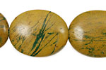 Green Vein Jasper Flat Oval 30x25mm