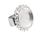 Nunn Design Sterling Silver (plated) Large Ornate Circle Bezel Adjustable Ring 28mm