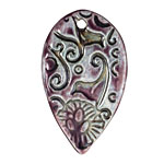 Earthenwood Studio Ceramic Amethyst Iron Love Birds Pendant 28x45mm