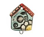 Jangles Ceramic Bird House Pendant 28x36mm