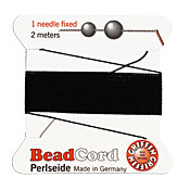 Black Griffin Silk Beading Cord Size 4, 2 meters