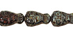 Czech Glass Jet Picasso Owl 18x11mm