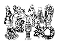 TierraCast Antique Silver (plated) Christmas Charm Set