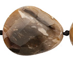 Black Petrified Wood Graduated Faceted Flat Slab 35-55x27-38mm