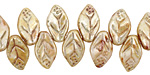 Czech Glass Luster Pistachio Leaf Drop 8x12mm