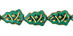 Czech Glass Emerald w/ Gold Inlay Christmas Tree 17x12mm
