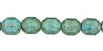 Czech Glass Luster Teal Faceted Barrel 10x9mm