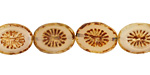 Czech Glass Leche Picasso Oval w/ Star Window 14x10mm