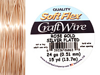 Soft Flex Silver Plated Rose Gold Craft Wire 24 gauge, 15 yards
