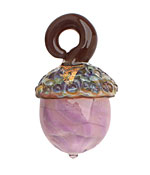 Grace Lampwork Fresh Heather Acorn Pendant 27-28x31-32mm