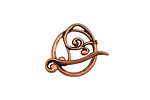 Antique Copper (plated) Swirly Toggle Clasp 18x16mm, 22mm bar