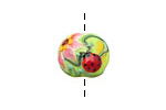 Grace Lampwork Ladybug on Spring Green Lentil 14x15mm